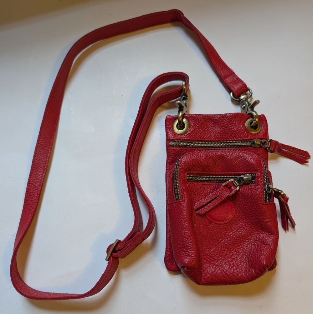Roots Red Leather Crossbody Bag In VGUC